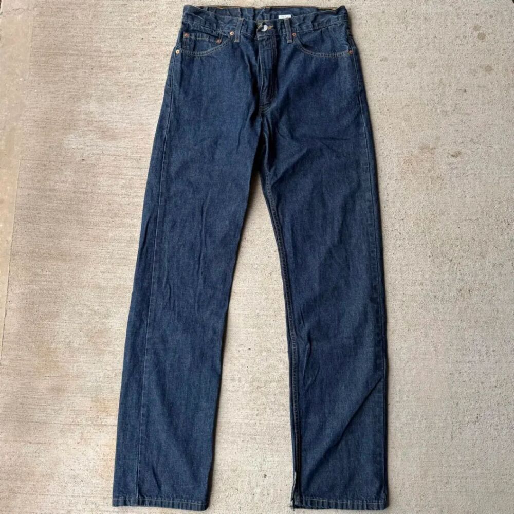 Vtg 90s Levis 505 USA Made Dark Wash Denim Jeans 34x34 Straight Leg Red Tab